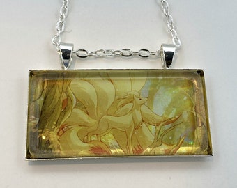 Ninetales Necklace - Holographic Pokemon Card Necklace - Upcycled Pokemon Card Pendant w/Chain - Bar Necklace - Pokemon Necklace