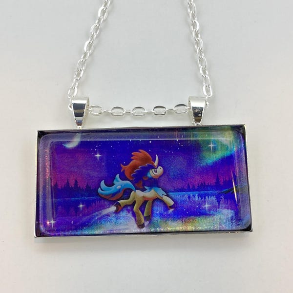 Collar Keldeo - Collar con carta Pokémon holográfica - Colgante de carta Pokémon reciclado con cadena - Collar de barra - Collar Pokémon