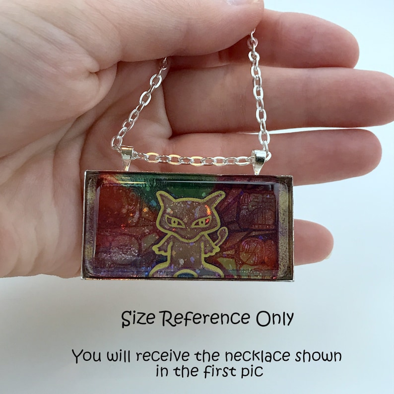 Ancient Mew Necklace Holographic Pokemon Card Necklace Upcycled Pokemon Card Pendant w/Chain Bar Necklace Pokemon Necklace image 3