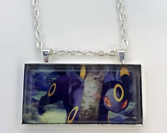 Umbreon Necklace - Pokemon Card Necklace - Upcycled Pokemon Card Pendant w/Chain - Bar Necklace - Pokemon Necklace - Pokemon Pendant