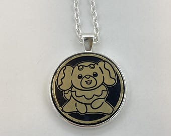 Collar Fidough - Collar o llavero de Pokémon - Colgante de moneda de Pokémon reciclado con cadena - Collar de moneda de Pokémon - Colgante de Pokémon