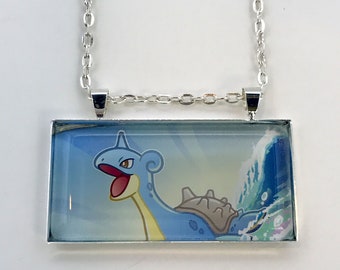 Lapras Necklace - Pokemon Card Necklace - Upcycled Pokemon Card Pendant w/Chain - Bar Necklace - Pokemon Necklace - Pokemon Pendant