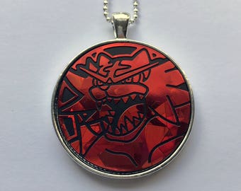 Incineroar Necklace - Pokemon Necklace OR Keychain - Pokemon Coin Necklace - Pokemon Pendant - Upcycled Pokemon Coin - Gamer Jewelry - Anime