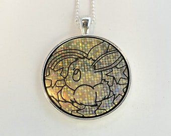 Eevee Necklace - Pokemon Necklace OR Keychain - Upcycled Pokemon Coin Pendant w/Chain - Pokemon Coin Necklace - Pokemon Pendant