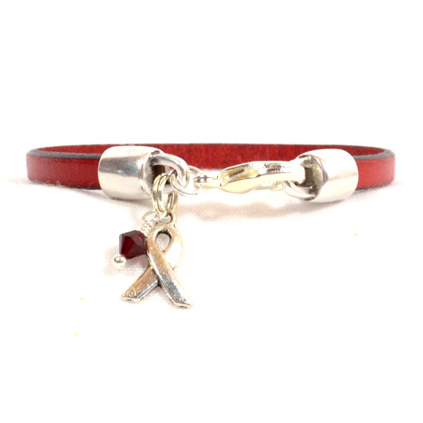 Heart Disease Awareness Bracelet Red 5mm Flat Leather Etsy