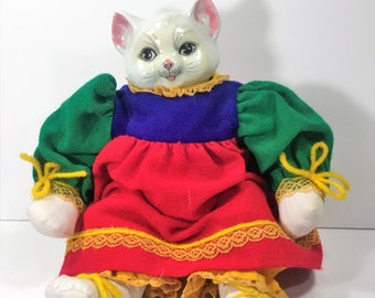 Vintage ceramic porcelain cat head doll