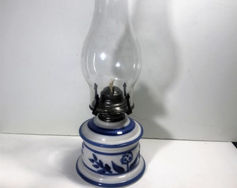 Vintage Lamplight Farms stoneware pottery kerosene lamp