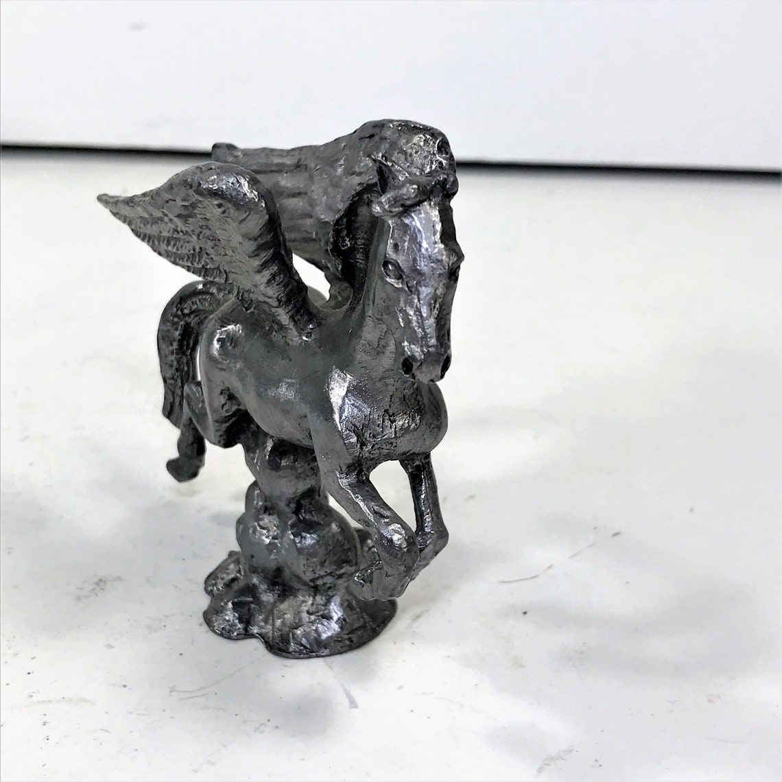 Vintage Signed Rb Pewter Pegasus Horse With Wings Figurine Etsy