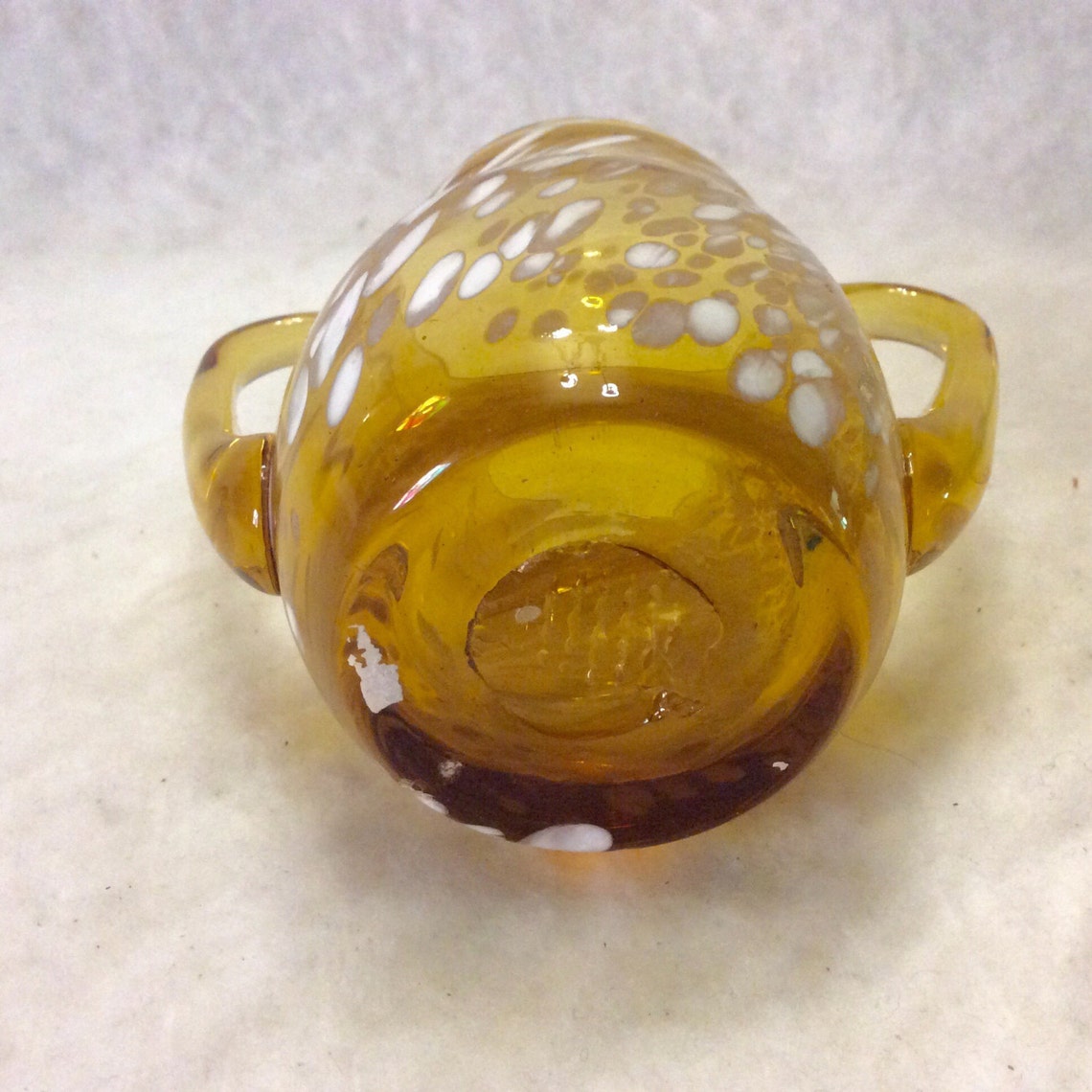 Hand blown amber glass sugar bowl sugar cube holder. Free ship Etsy