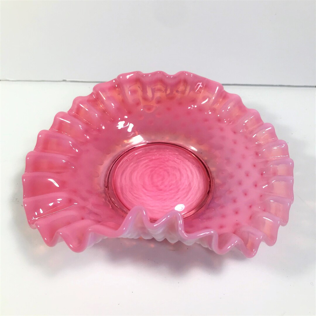Vintage Pink White Opalescent Hobnail Fenton Decorative Dish Bowl - Etsy