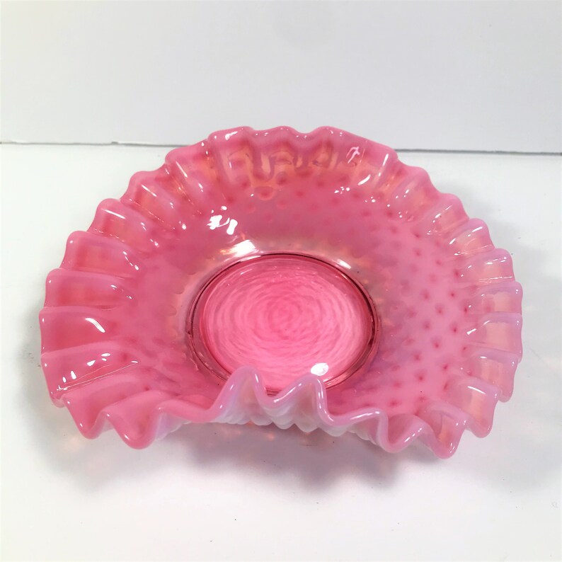 Vintage Pink White Opalescent Hobnail Fenton Decorative Dish Bowl - Etsy