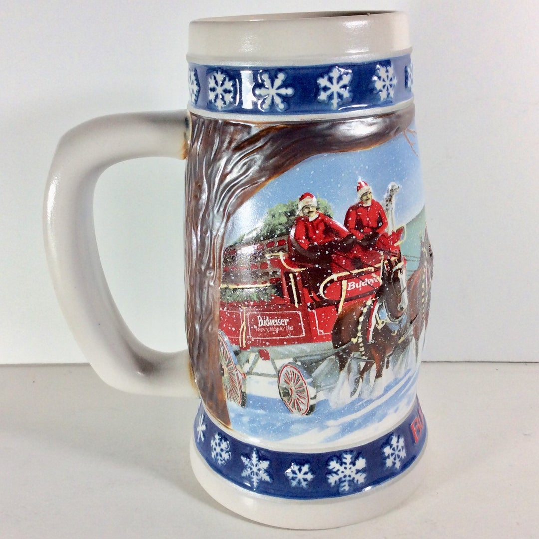 1995 Budweiser Holiday Stein Lighting the Way Home. Excellent - Etsy