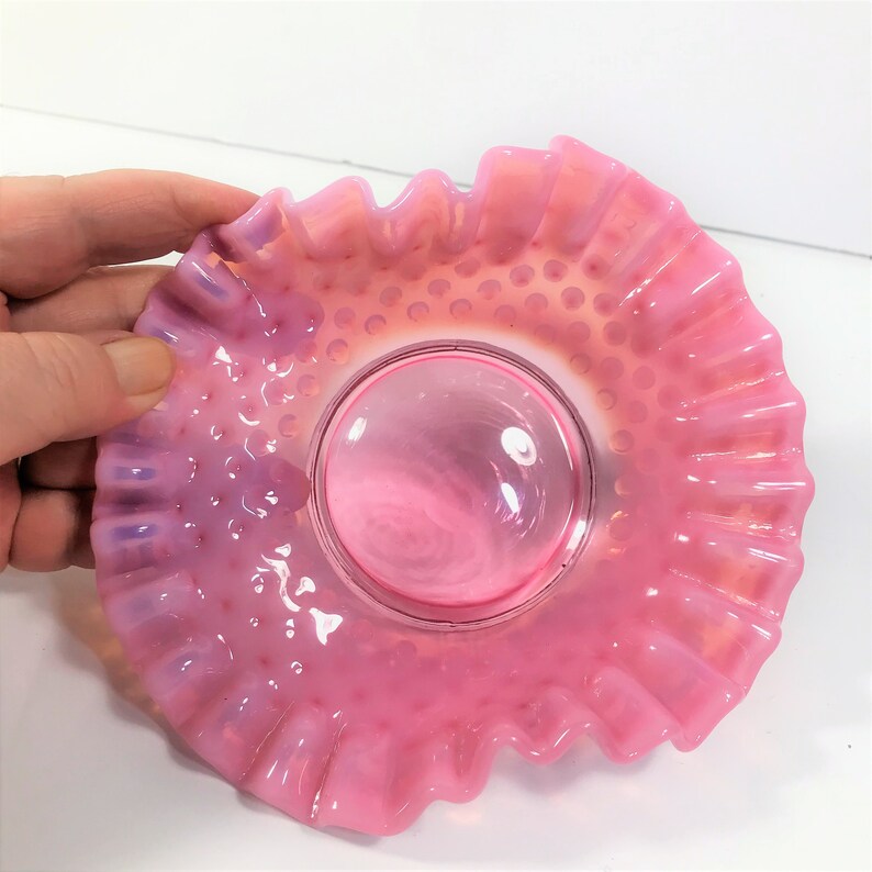 Vintage Pink White Opalescent Hobnail Fenton Decorative Dish Bowl - Etsy