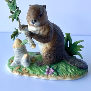 Vintage Lenox beaver porcelain figurine statue 1994 woodland worker