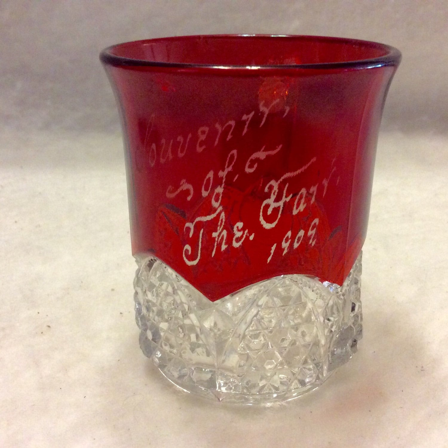 【格安saleスタート】 Red Ruby Fair the of Souvenir 1909 Vintage Hobnail Cup Glass その他