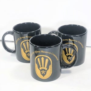 123rd Army Reserve Command black ceramic coffee mugs set of 3