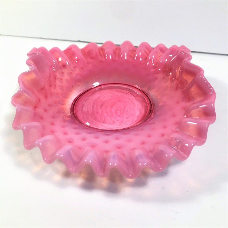 Vintage Pink White Opalescent Hobnail Fenton Decorative Dish Bowl - Etsy