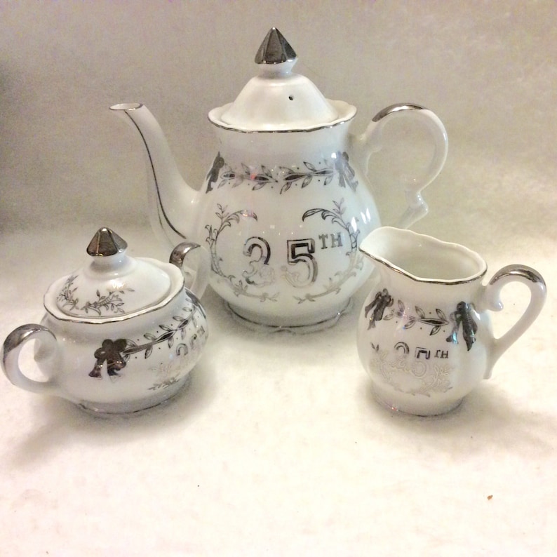 Lenox 25th Wedding Anniversary Teapot Creamer Sugar Bowl Set. Etsy