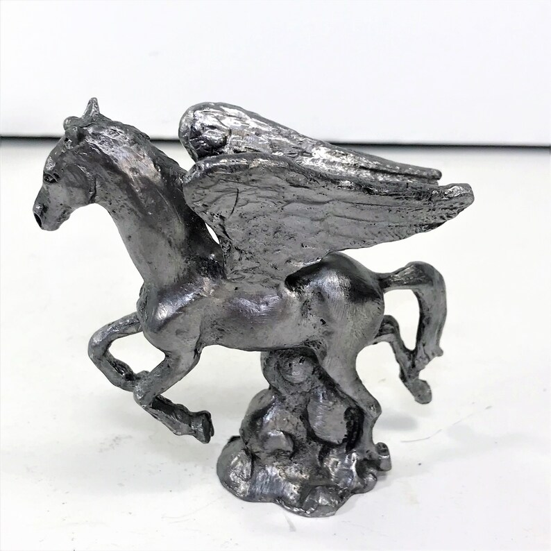 Vintage Signed Rb Pewter Pegasus Horse With Wings Figurine Sculpture Etsy