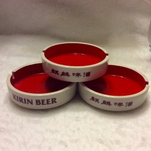 Kirin beer Sakura Japan ashtrays. Set of 3