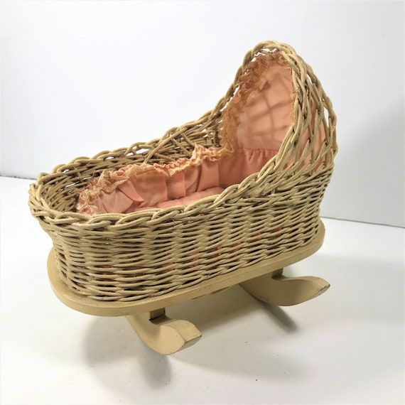 wicker doll cradle