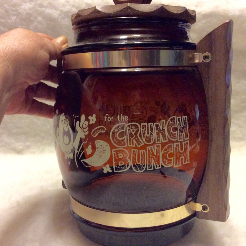 Siesta Ware vintage Crunch Brunch glass cookie jar.