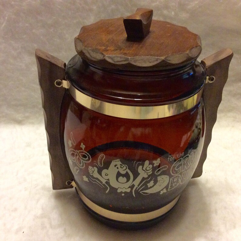 Siesta Ware vintage Crunch Brunch glass cookie jar.