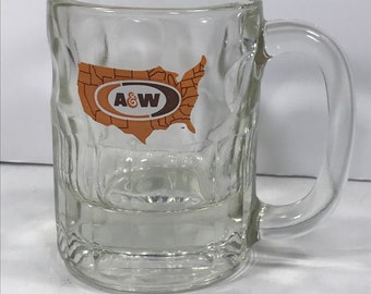 Vintage A & W with states map  emblem root beer mug