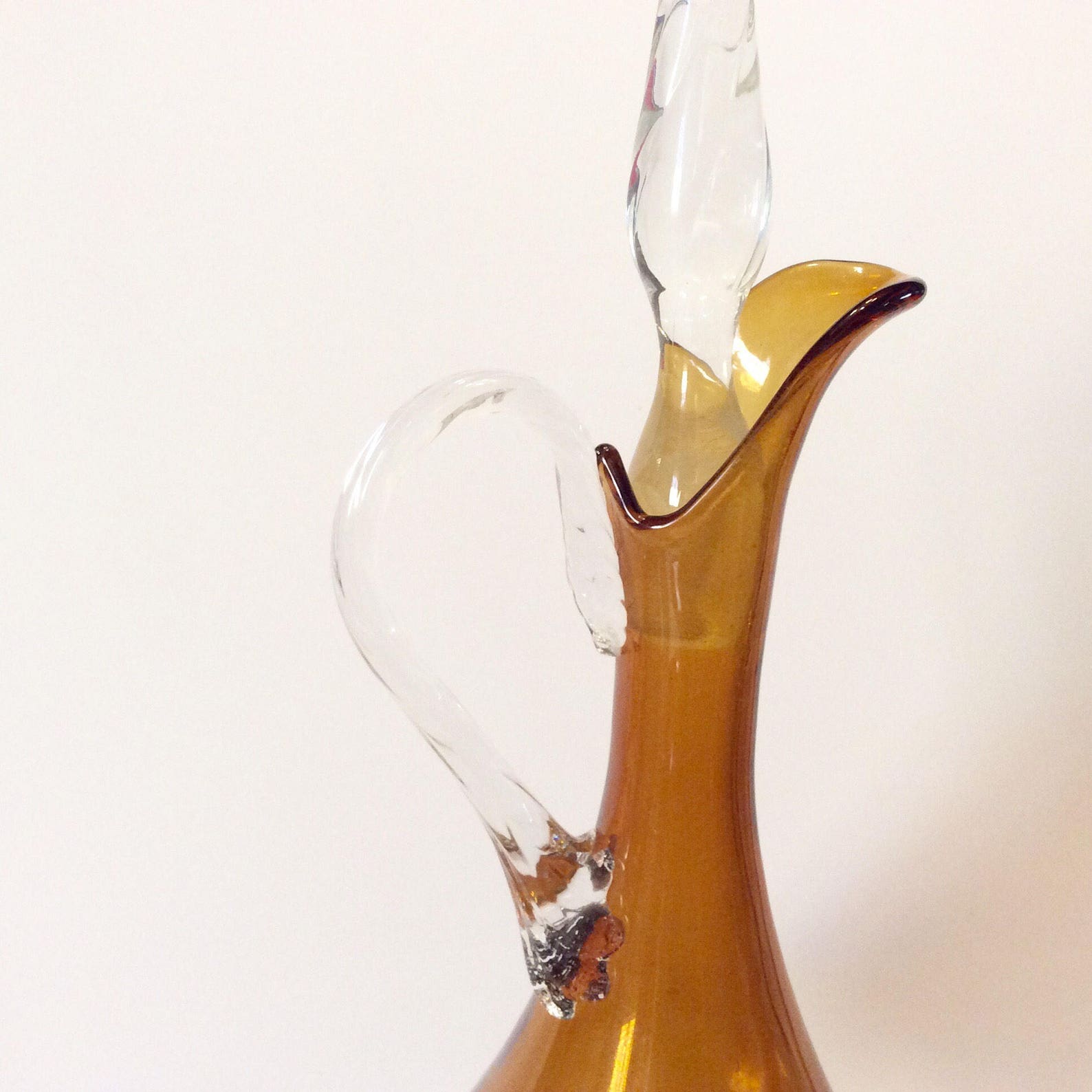 Vintage Hand Blown Amber Glass Decanter Cordial Glasses. Italy Etsy