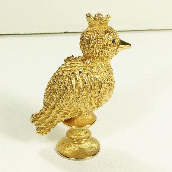 Vintage Toujours Moi The Golden Cockerel gold plated bird perfume compact