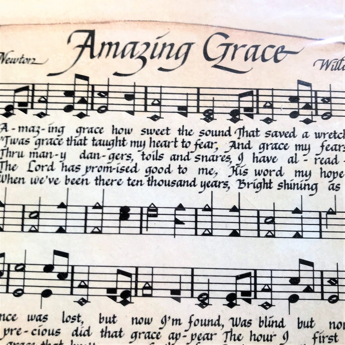 Amazing Grace Sheet Music Wall Hanging Lacquer on Wood Etsy