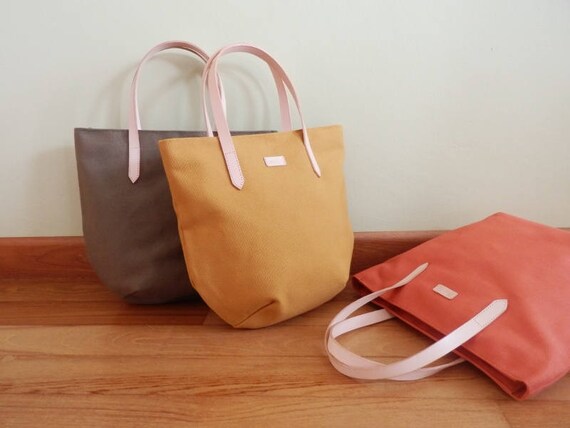 Canvas Weekend Tote Summer Beach Tote Work Bag Canvas Khaki Beige Casual Tote Bag with Leather Strap