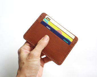 Leather Card Case Wallet/ Card Organiser in Brown - Card