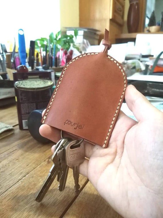 Leather Key Pouch Key Case Bell Shape Key Holder With Strap 