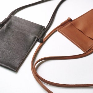 Leather Phone Bag, travel pouch, utilitarian sling bag - tan, brown, black