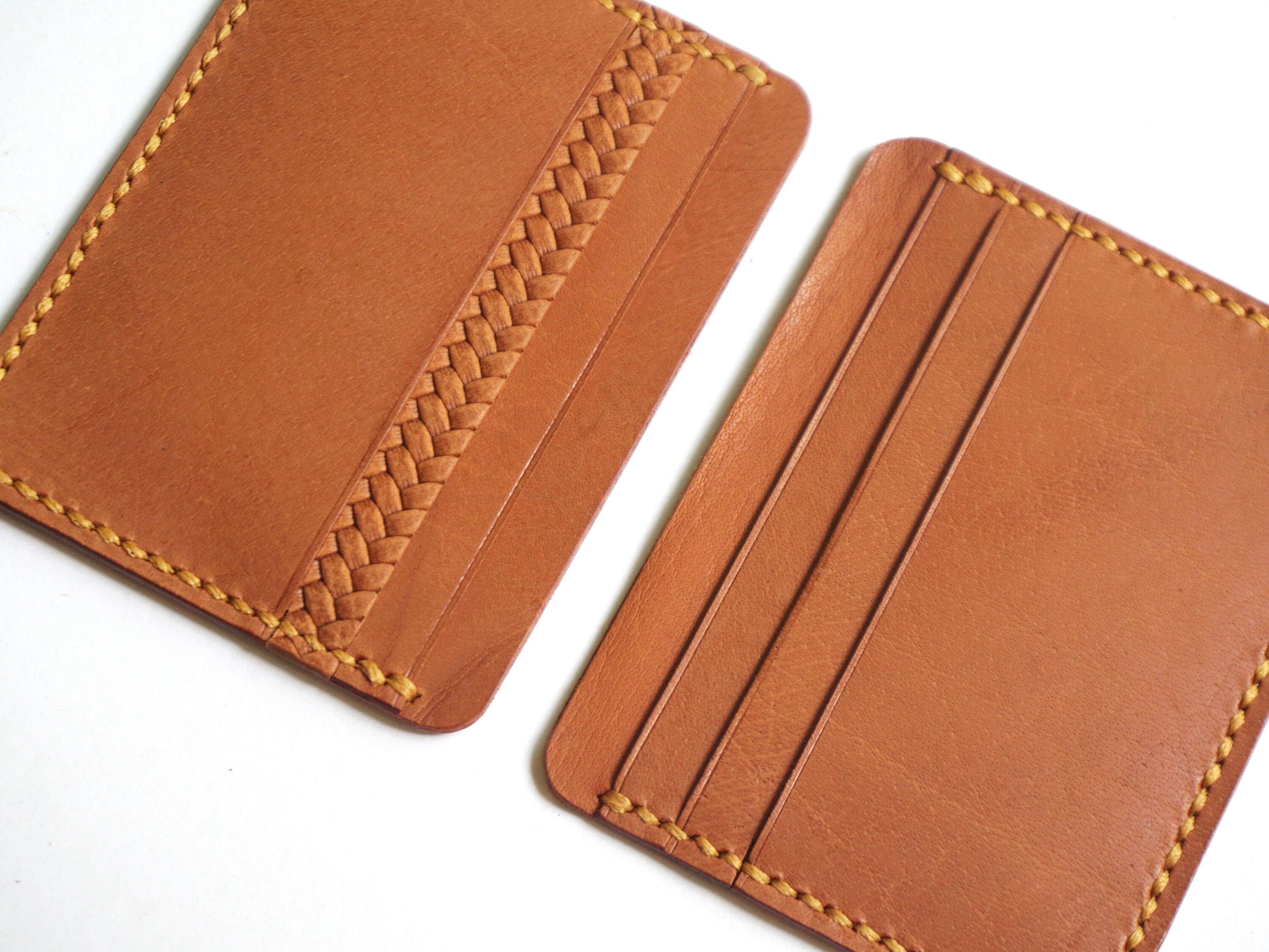 Leather Card Case Wallet in Tan Brown - Card Holder / Men's