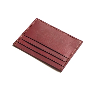 Cartera de caja de tarjeta de cuero en rojo burdeos - Titular de la tarjeta / Cartera de hombre / Cartera de tarjeta / Cartera minimalista