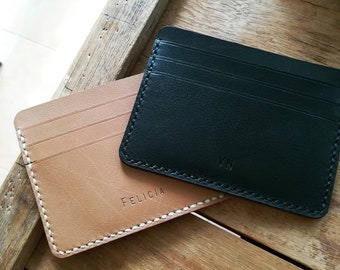 Leather Card Case Wallet in Tan Brown - Card Holder / Men's