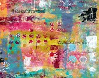 Set of 4 mixed media backgrounds - instant digital download