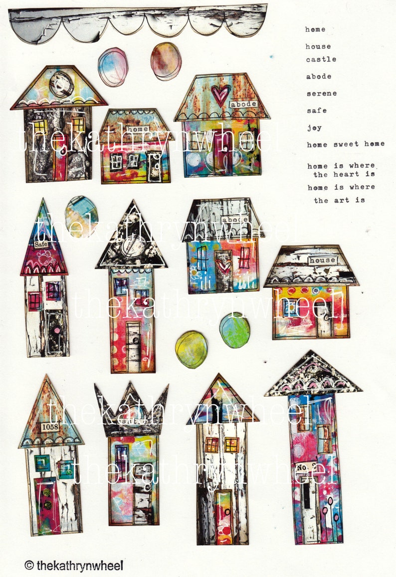 Collaged houses download Etsy