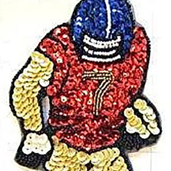 Choice of Color Football Player Applique, Sequin Beaded 8.25" x 4.25"