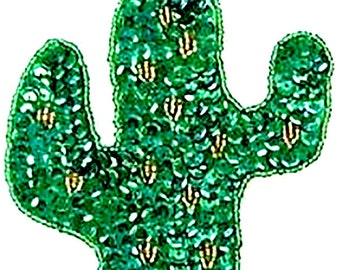 Cactus Applique, Sequin Beaded 5.75" X 4.25"