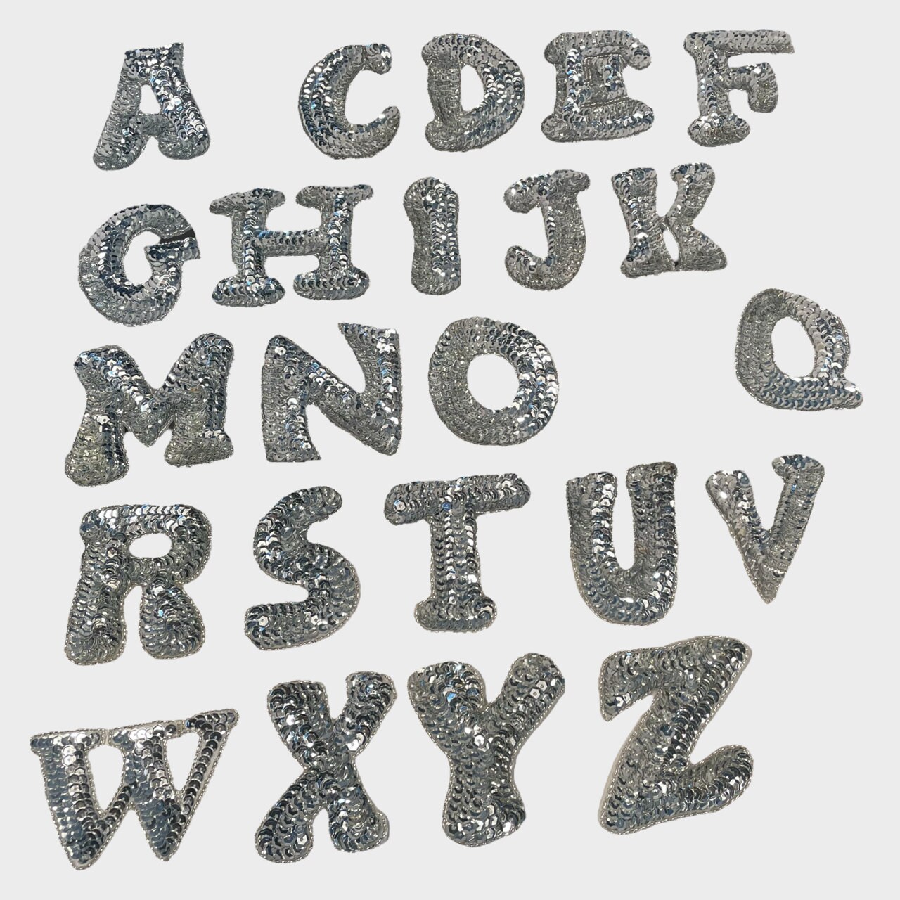 White 3 Chenille letters, iron on chenille letters, glue on chenille  letters