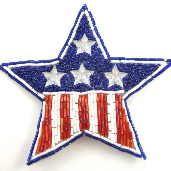 Beaded American Flag Star - All Beads 4.5"