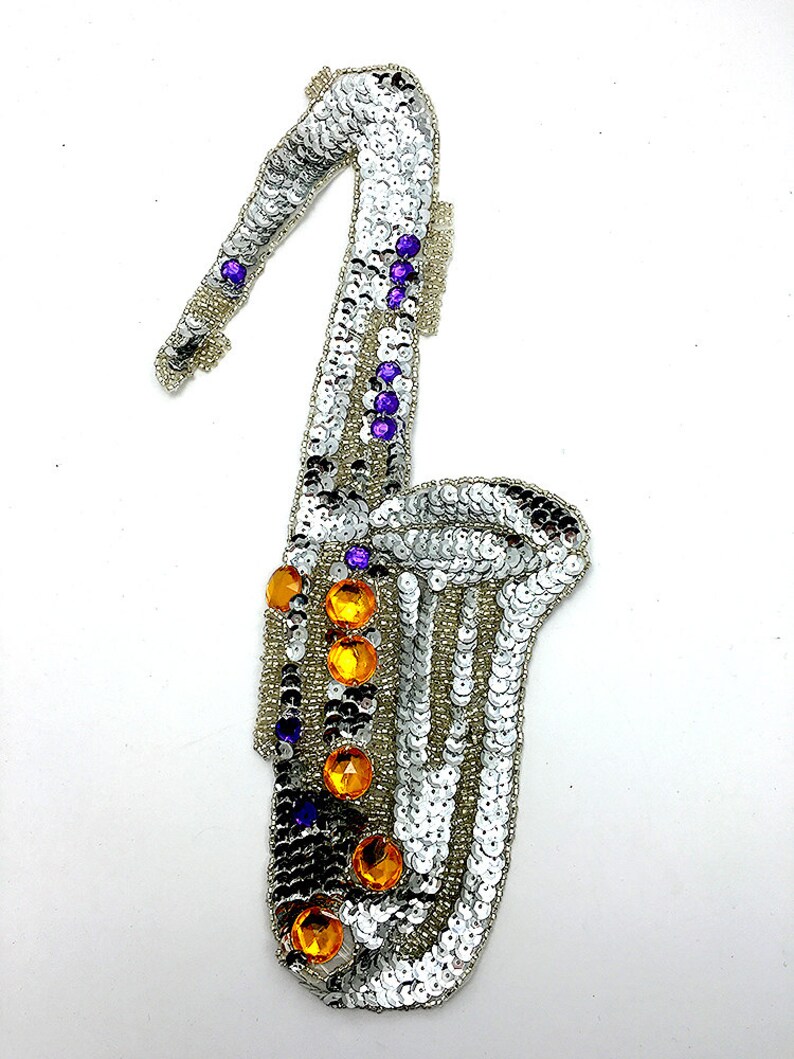 Choice of Color Saxophone Applique Sequin Beaded 13 X Etsy