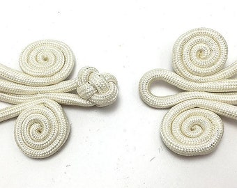 Frog Closure, White Braided Cloth 4" x 2"