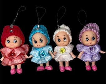 Choice of Color Baby Doll Ornament with Jewels, 3" x 2"