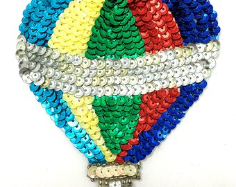 Choice of Size Hot Air Balloon Appliqué with Multi-Color Sequins and Beads