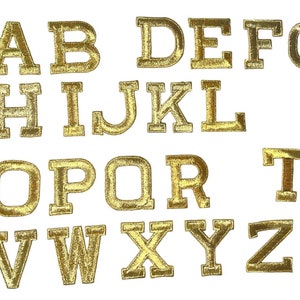Joy Iron-On Embroidery Script Letter Sheet in Gold | Michaels