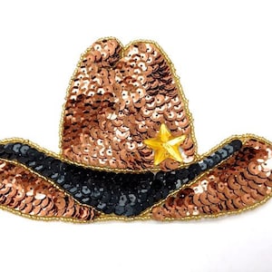 Cowboy Hat Applique, Sequin Beaded, 6.25" x 4.25"